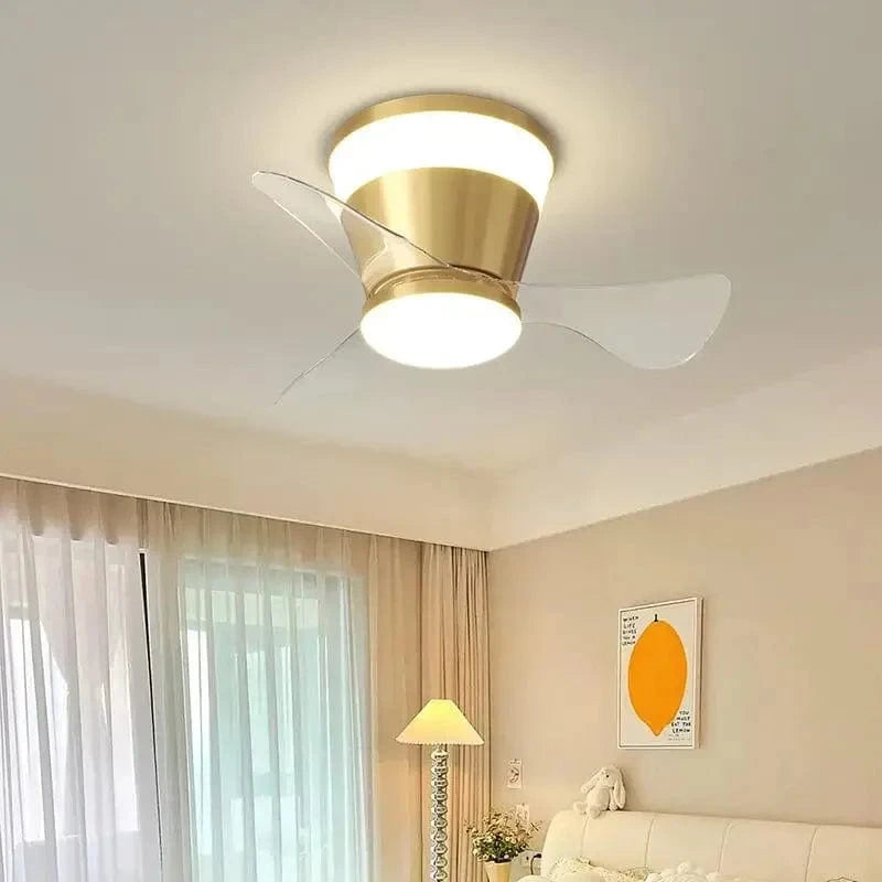 Ultra-Thin Ceiling Fan with Integrated Light Gold Norenza