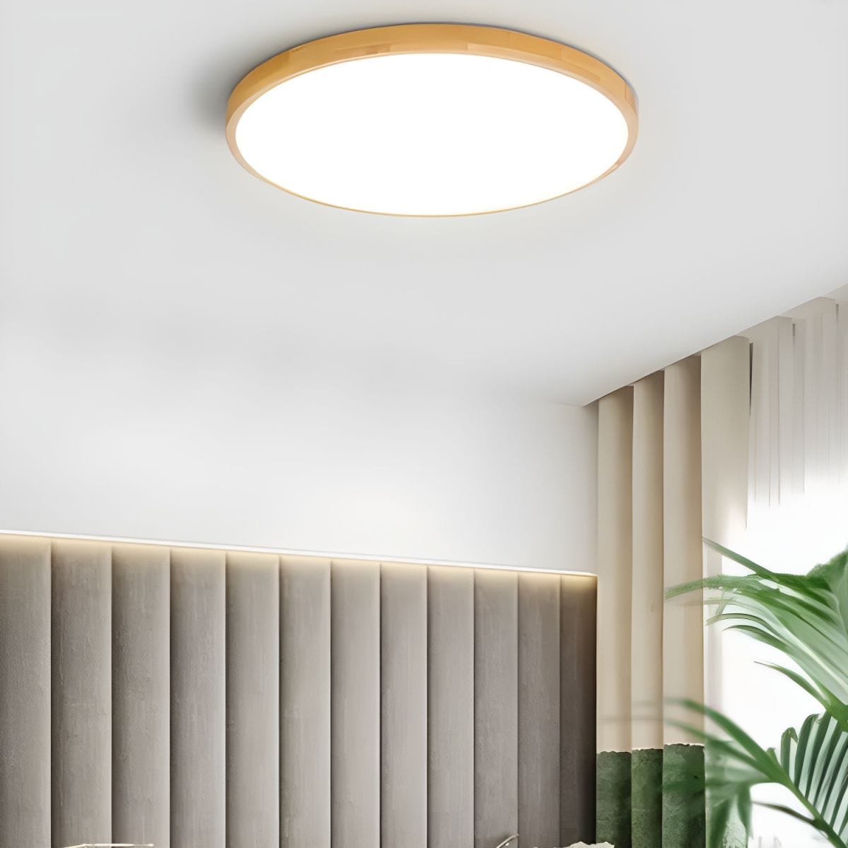 Ultra-Thin Round LED Wood Ceiling Light Norenza