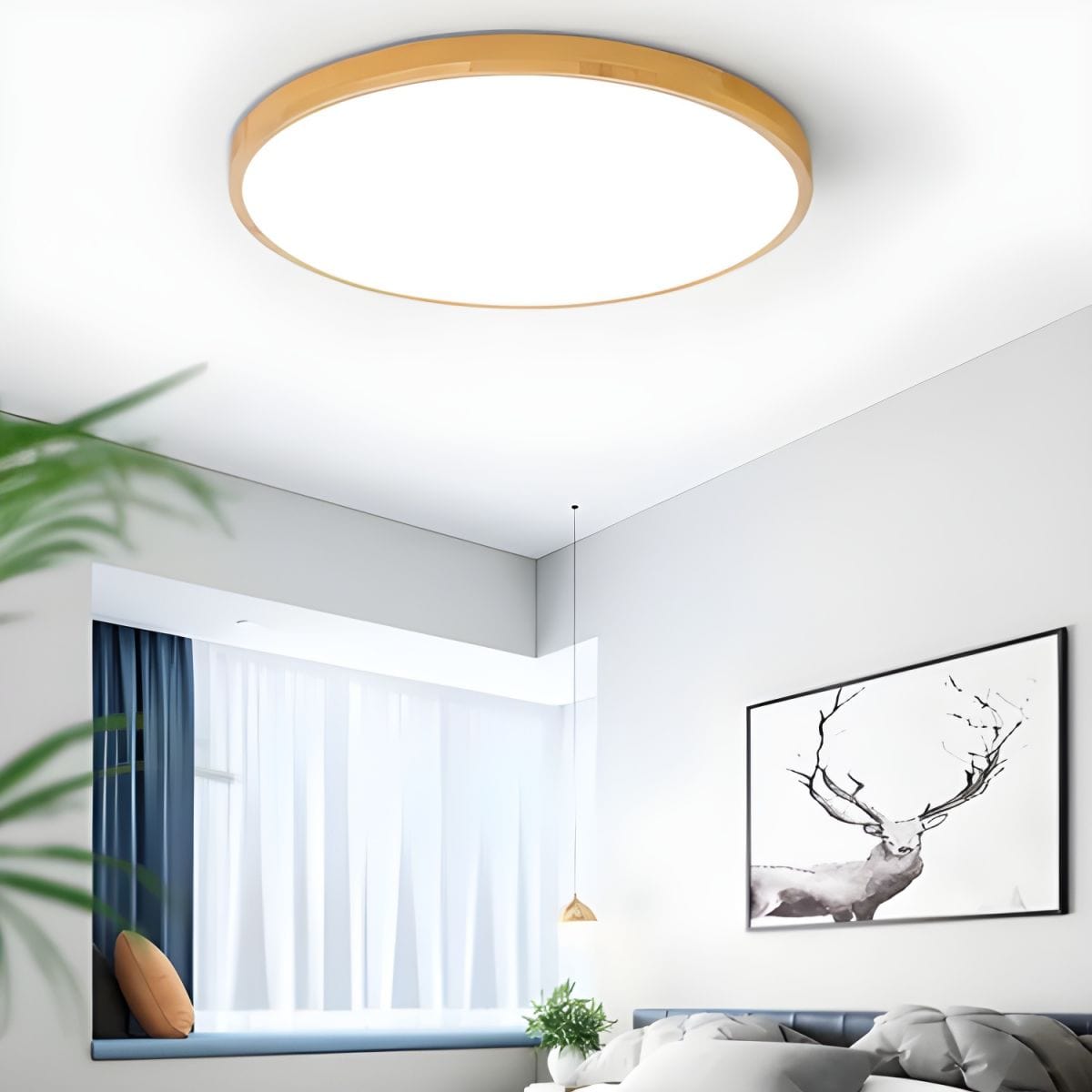Ultra-Thin Round LED Wood Ceiling Light Norenza