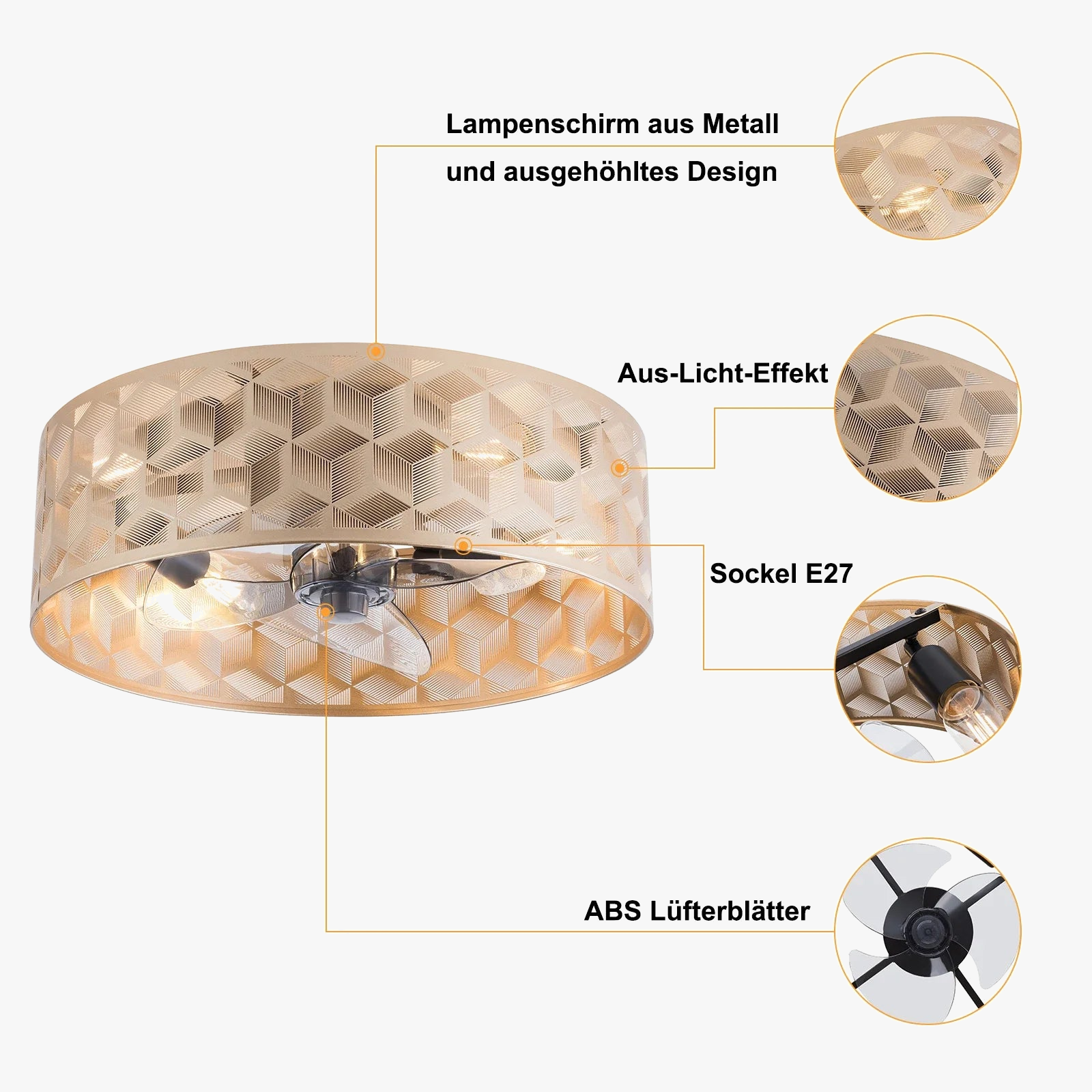 Recessed Ceiling Fan with Light and Remote Control