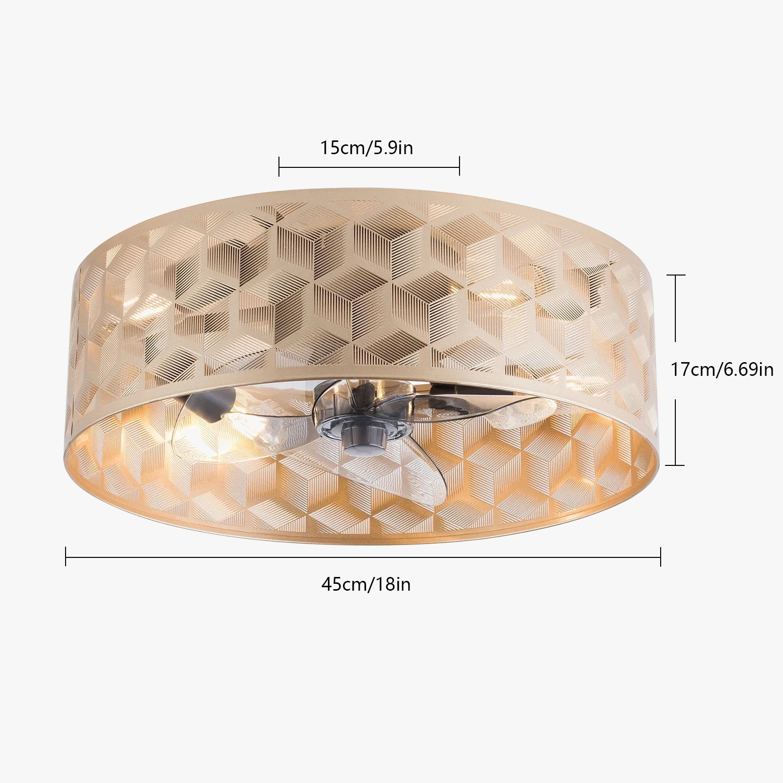 Recessed Ceiling Fan with Light and Remote Control