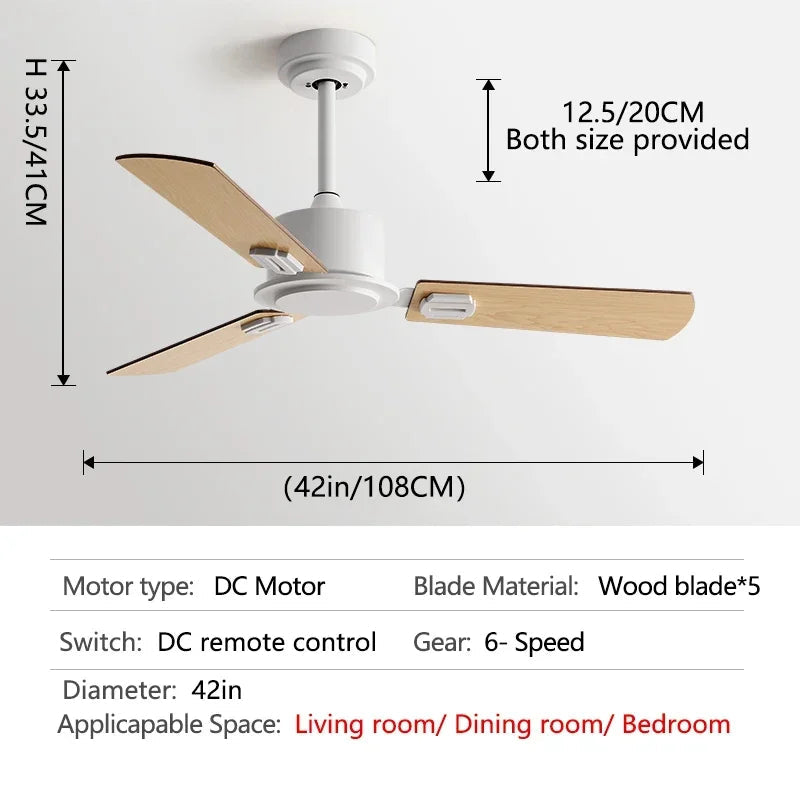 Retro Industrial Ceiling Fan Without Light and Remote Control