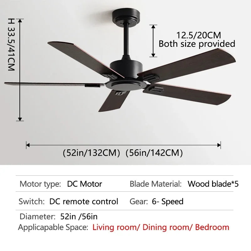 Retro Industrial Ceiling Fan Without Light and Remote Control