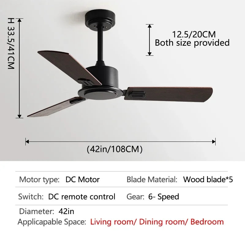 Retro Industrial Ceiling Fan Without Light and Remote Control