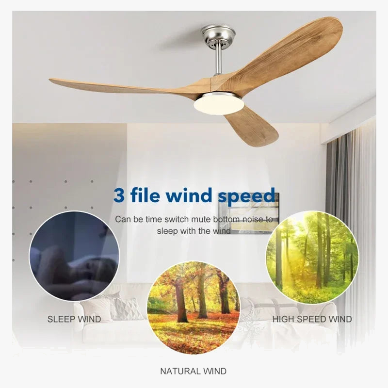 Vintage Industrial Wooden Ceiling Fan Without Light