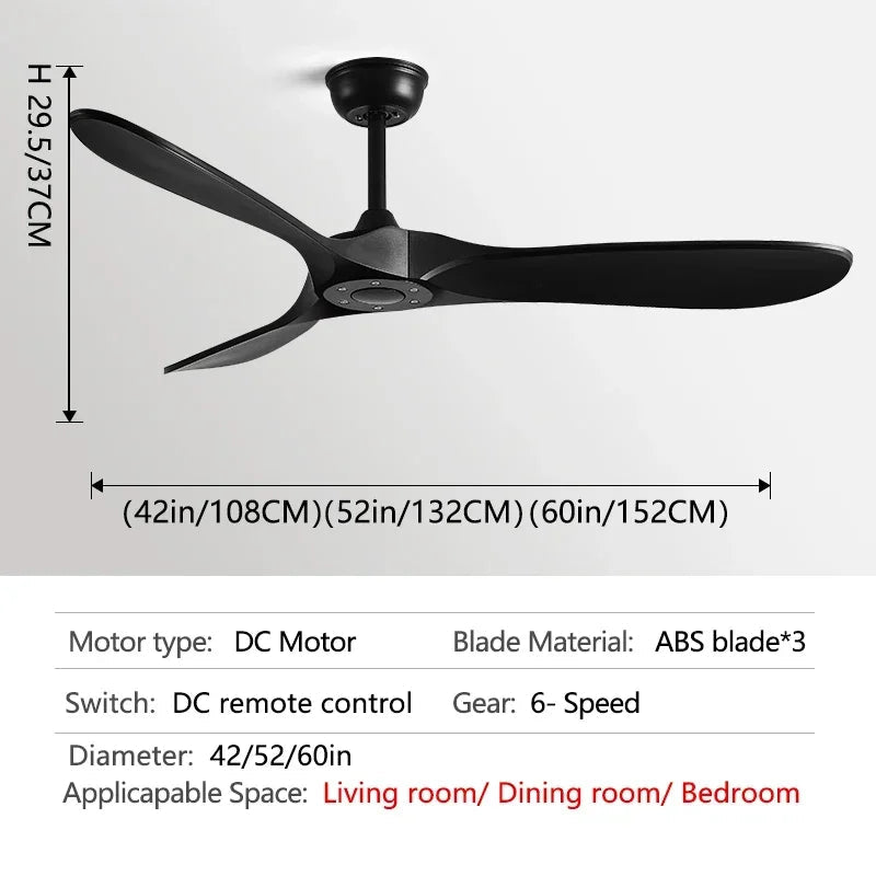 Vintage Wood Industrial Ceiling Fan with Remote Control
