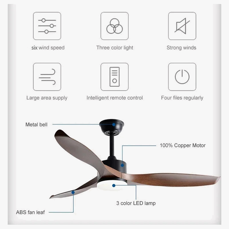 Modern LED Ceiling Fan with Remote Control and Light
