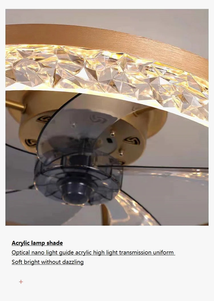 Quiet Decorative Ceiling Fan with Remote Control and Light