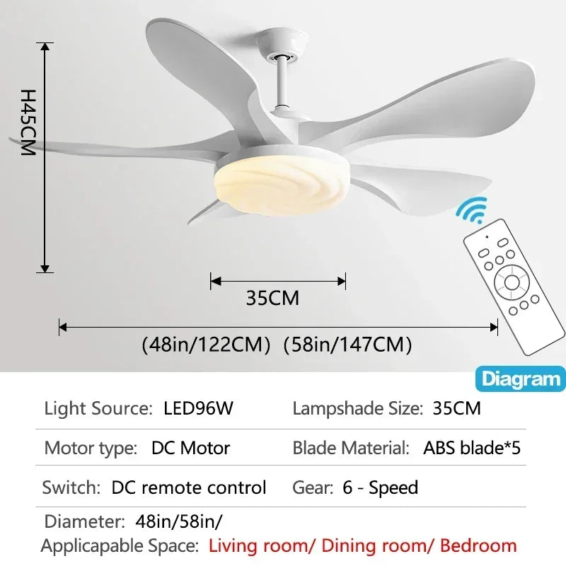 Modern Ceiling Fan with Light and Silent Strong Winds