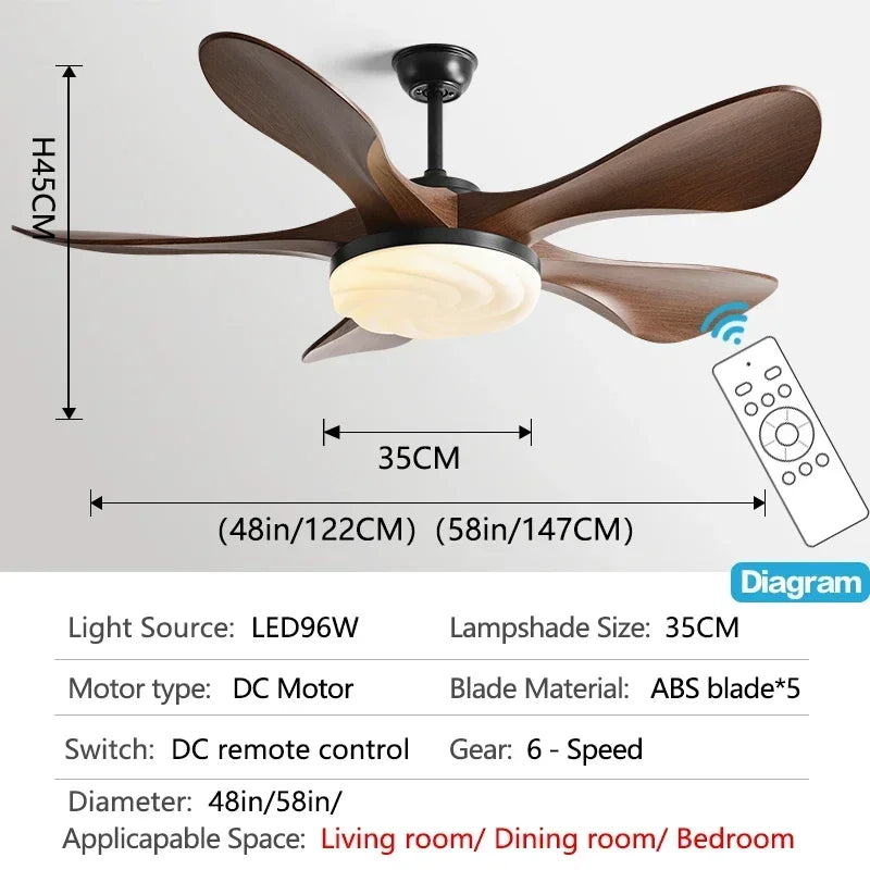 Modern Ceiling Fan with Light and Silent Strong Winds