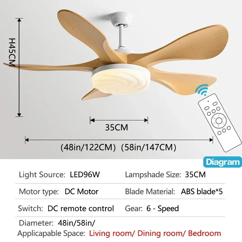 Modern Ceiling Fan with Light and Silent Strong Winds