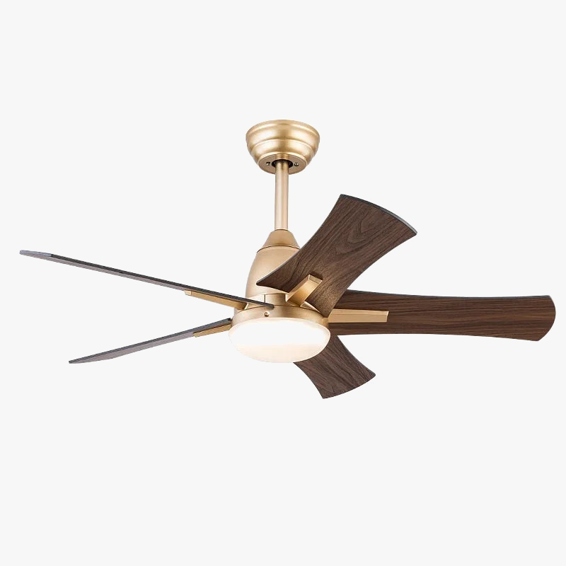 Modern Wooden Ceiling Fan with Remote Control and Light