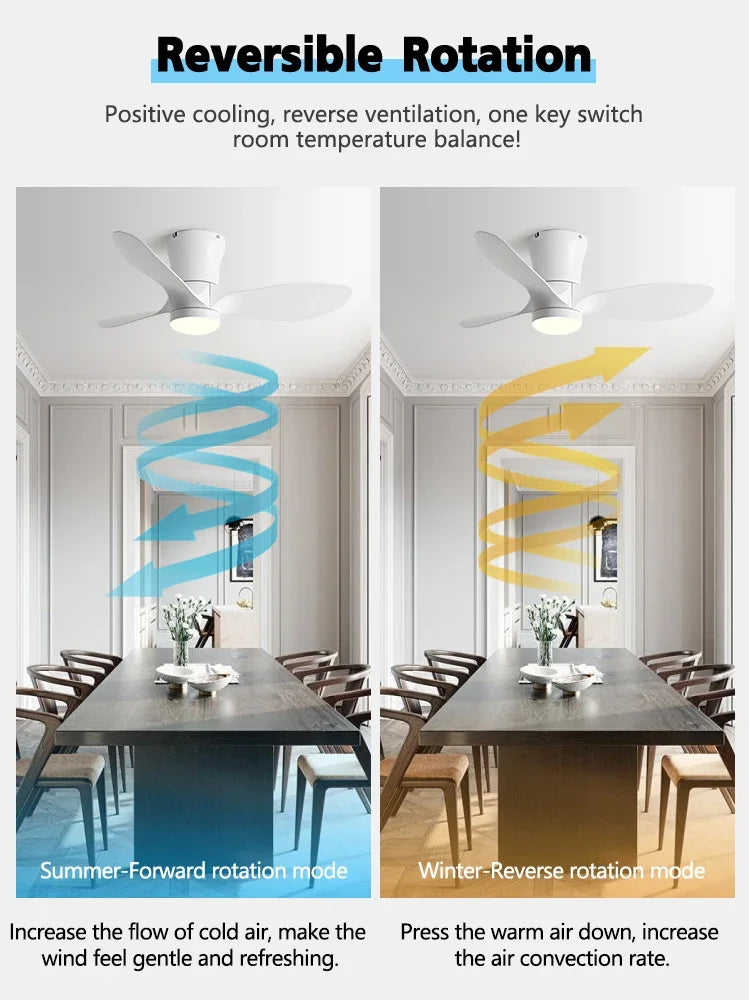 Modern LED Ceiling Fan with Remote Control and Synchronization