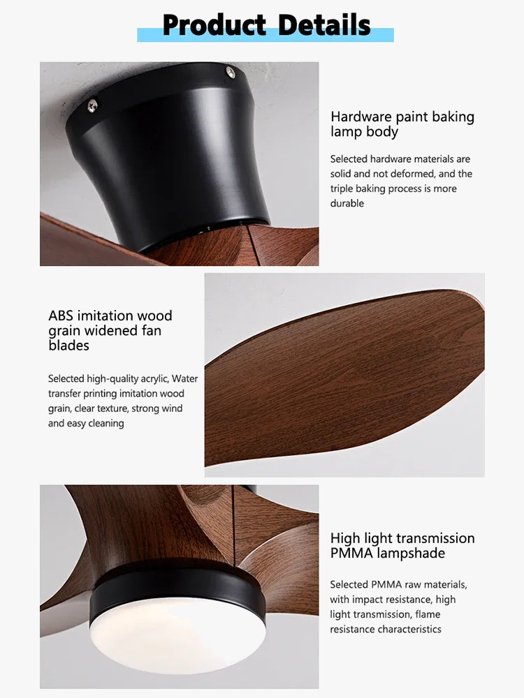 Modern LED Ceiling Fan with Remote Control and Synchronization