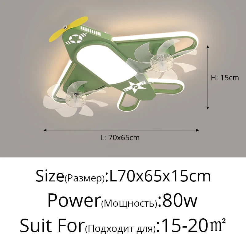 Modern Ceiling Fan for Kids with Dimmable LED Light and Remote Decor