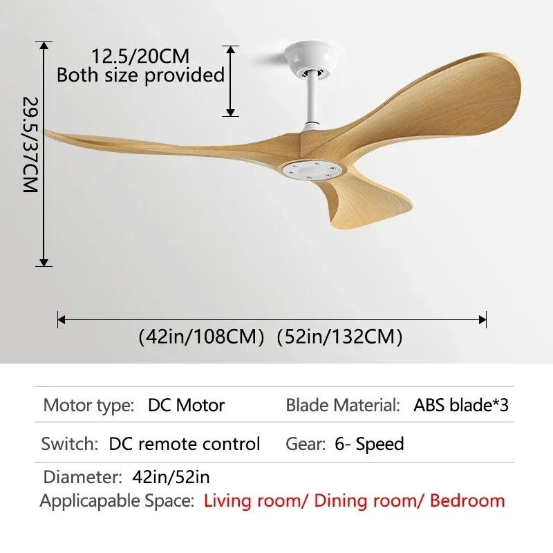 ventilateur de plafond moderne à trois pales avec lumière et télécommande