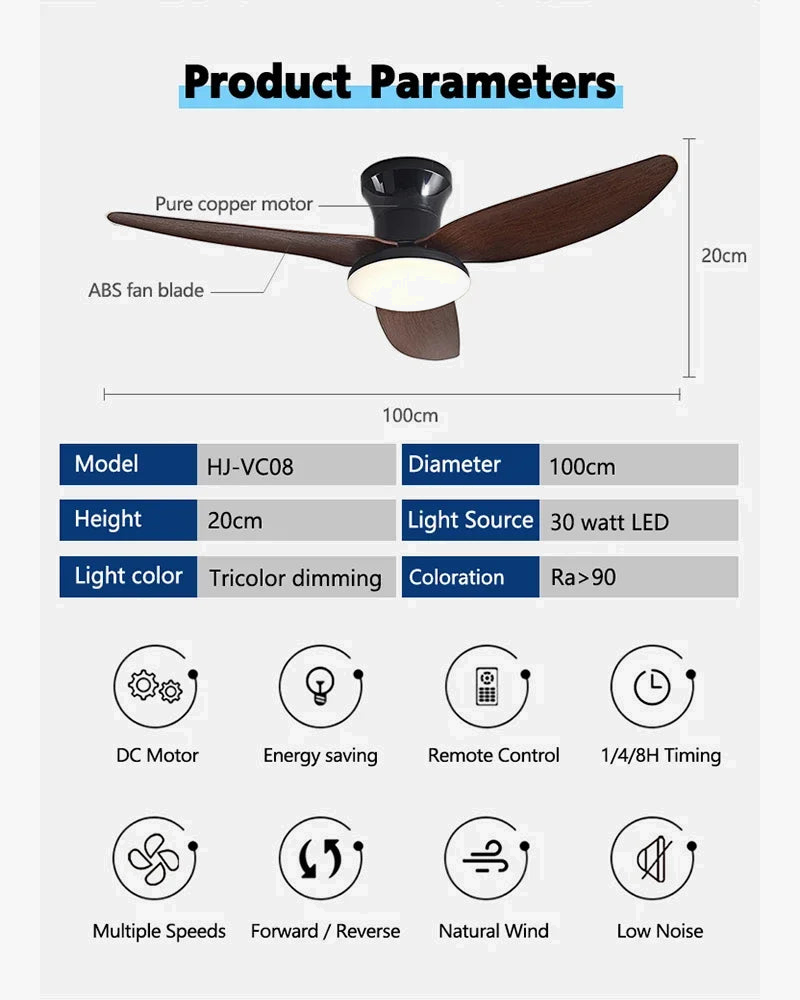 Modern Ceiling Fans with DC Motor and Remote Control