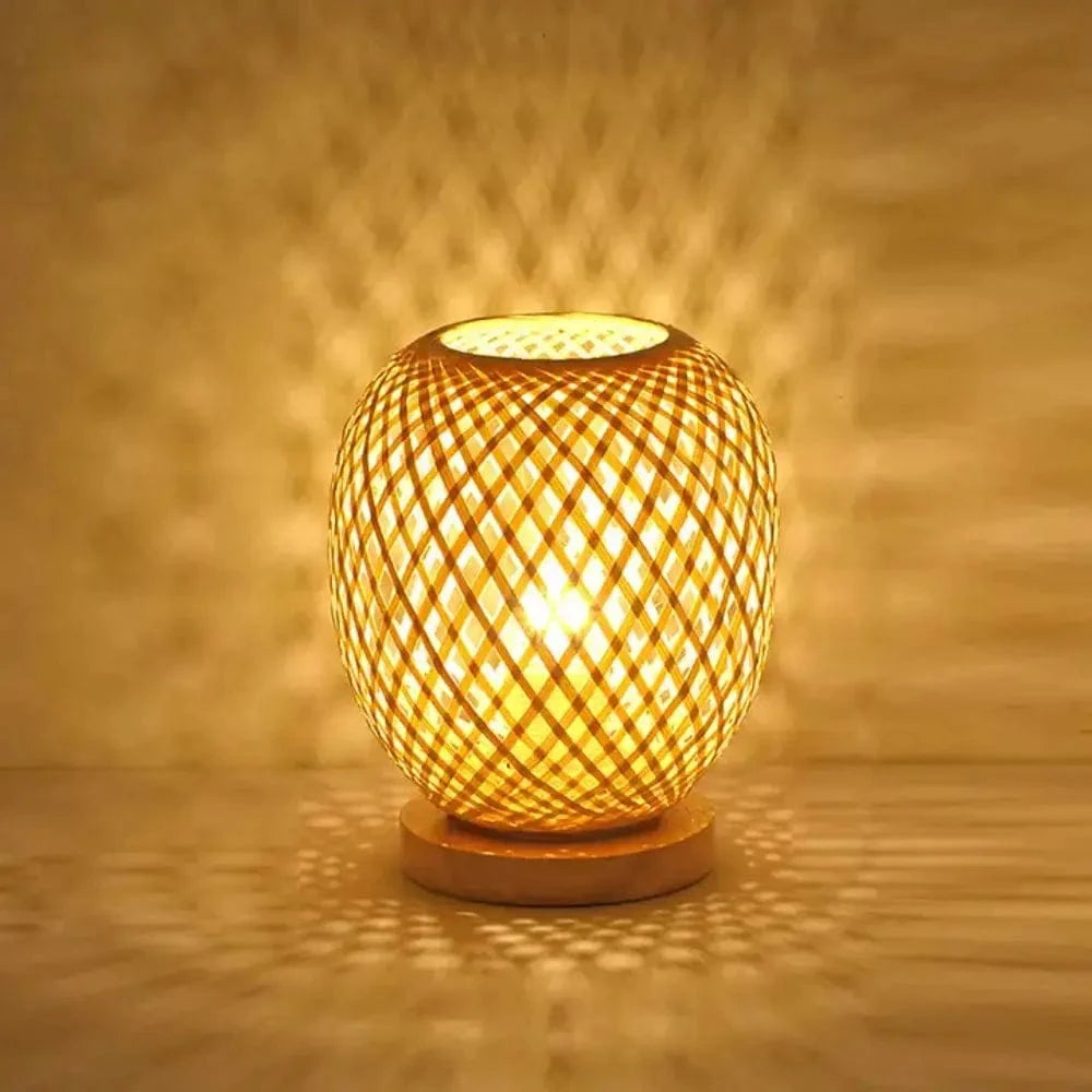 Vintage Bamboo Rattan Decorative Desk Lamp Norenza