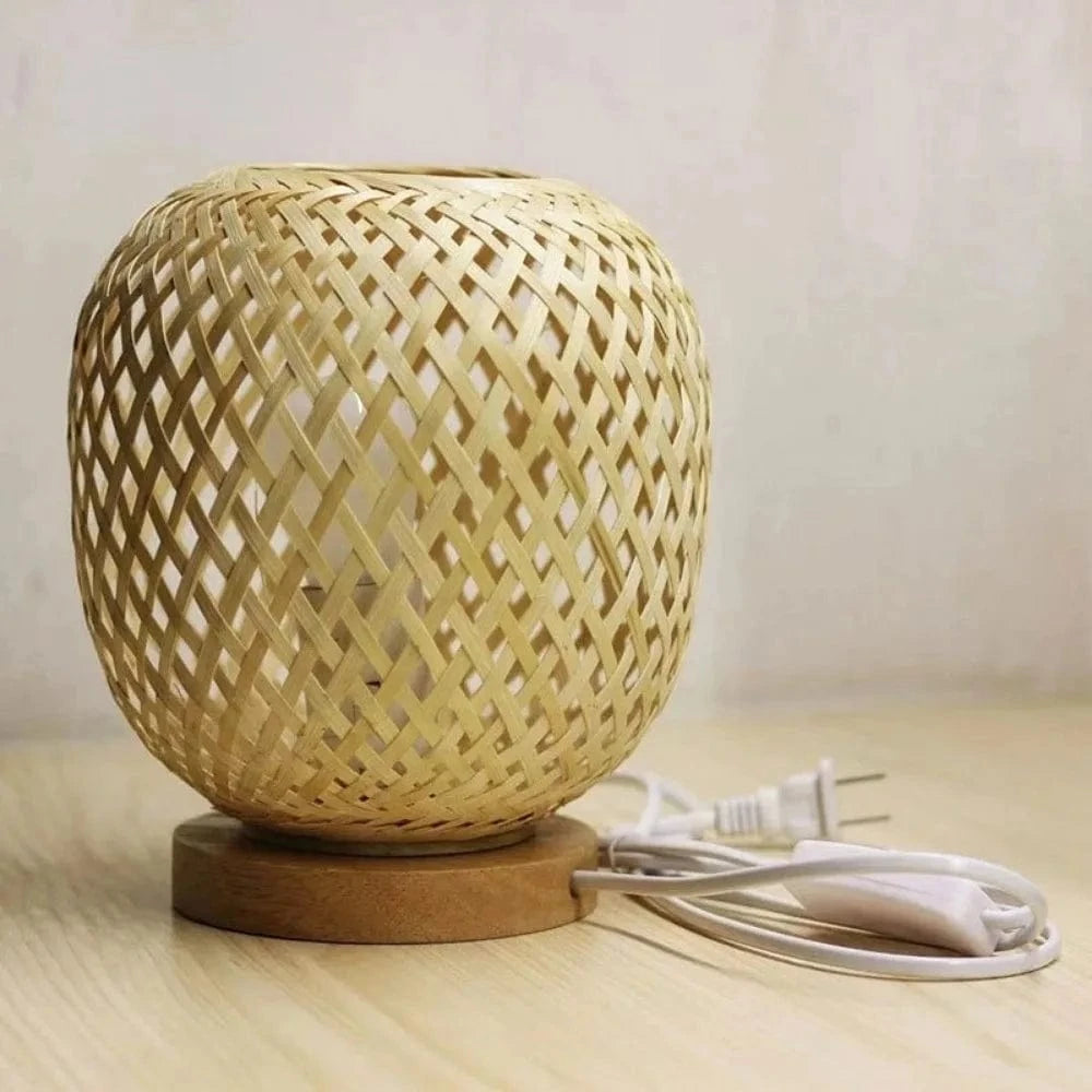 Vintage Bamboo Rattan Decorative Desk Lamp Norenza