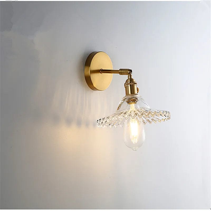 Vintage Brass Wall Sconce Clear Norenza