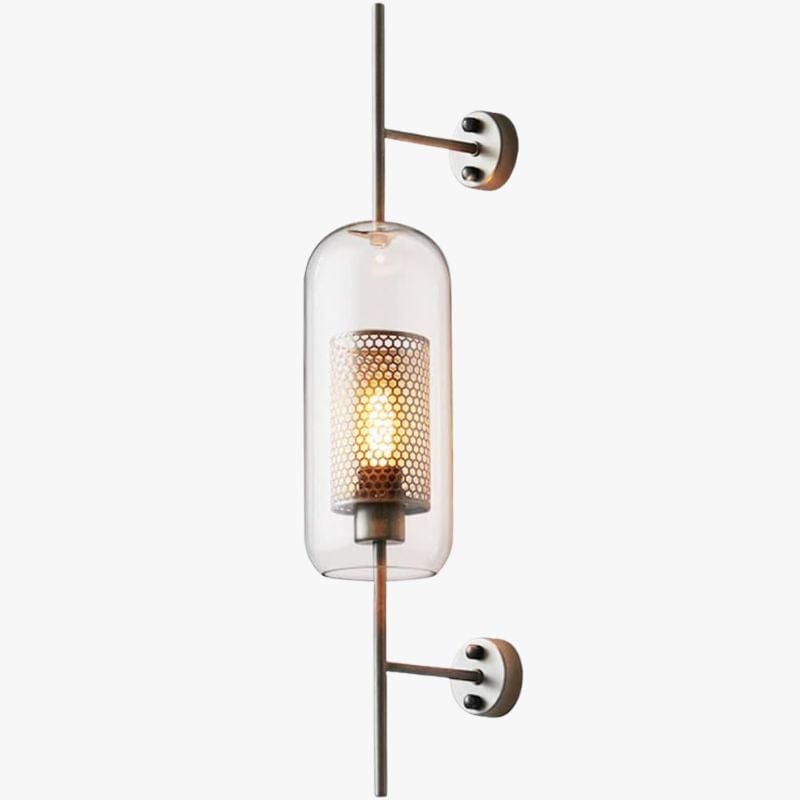 Vintage Glass and Metal Wall Sconce Copper / Long Norenza