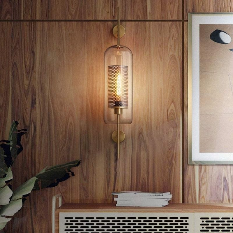 Vintage Glass and Metal Wall Sconce Norenza