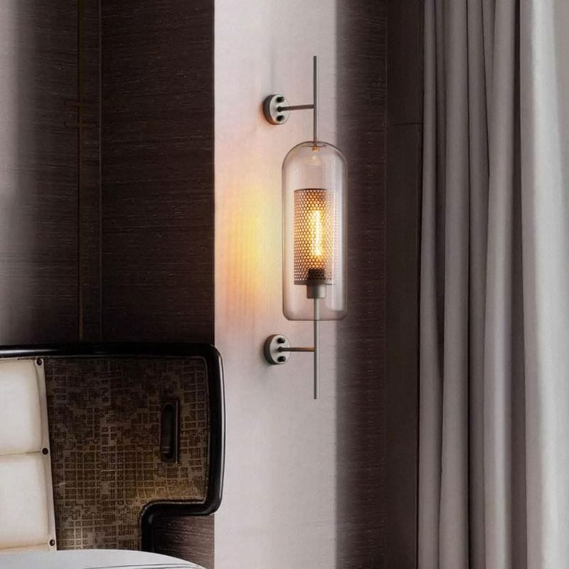 Vintage Glass and Metal Wall Sconce Norenza
