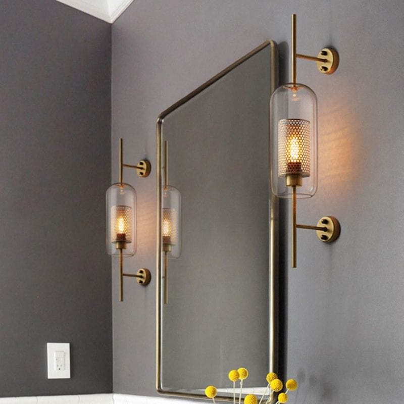 Vintage Glass and Metal Wall Sconce Norenza
