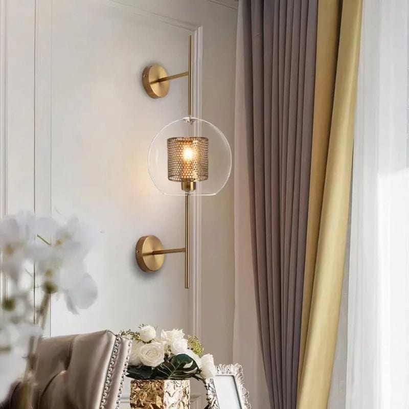 Vintage Glass and Metal Wall Sconce Norenza