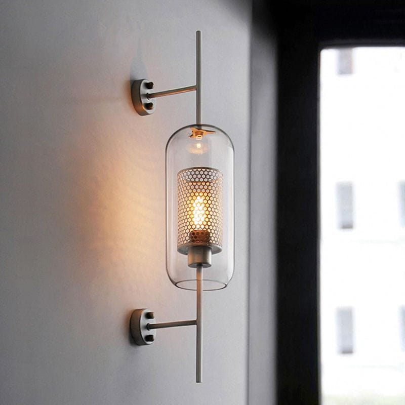 Vintage Glass and Metal Wall Sconce Silver / Long Norenza