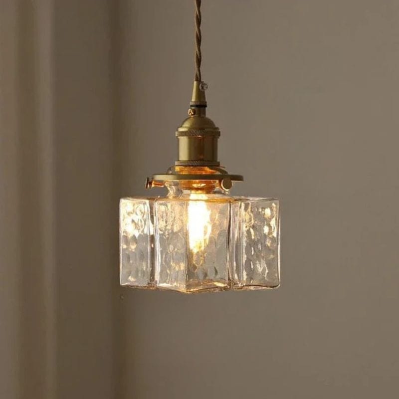 Vintage Glass Square Pendant Light with LED A Norenza