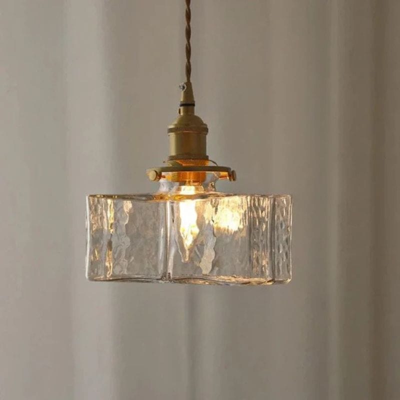 Vintage Glass Square Pendant Light with LED B Norenza