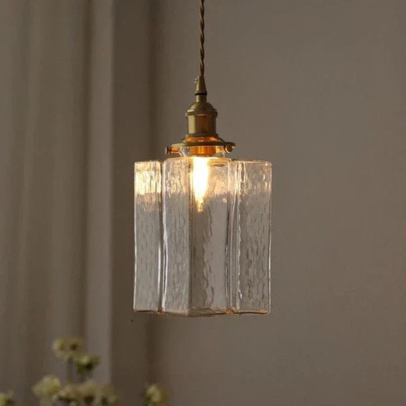 Vintage Glass Square Pendant Light with LED C Norenza