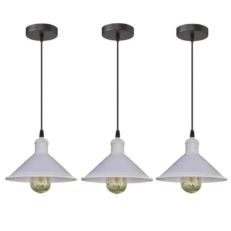 Vintage Industrial Edison Pendant Lights - E27 Base (Set of 3) White Norenza