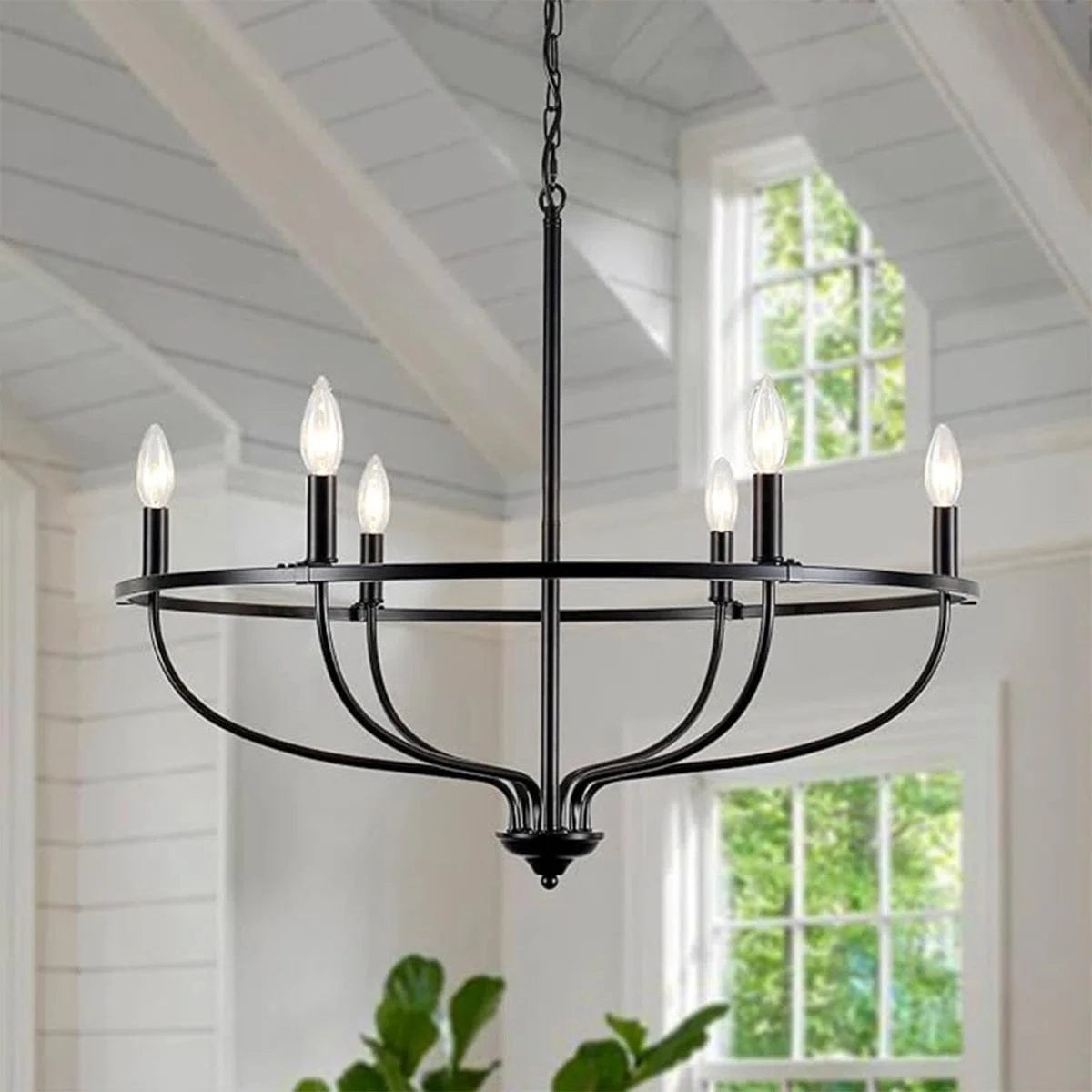 Vintage Industrial Iron 6-Head Pendant Light for Home Decor Black Norenza