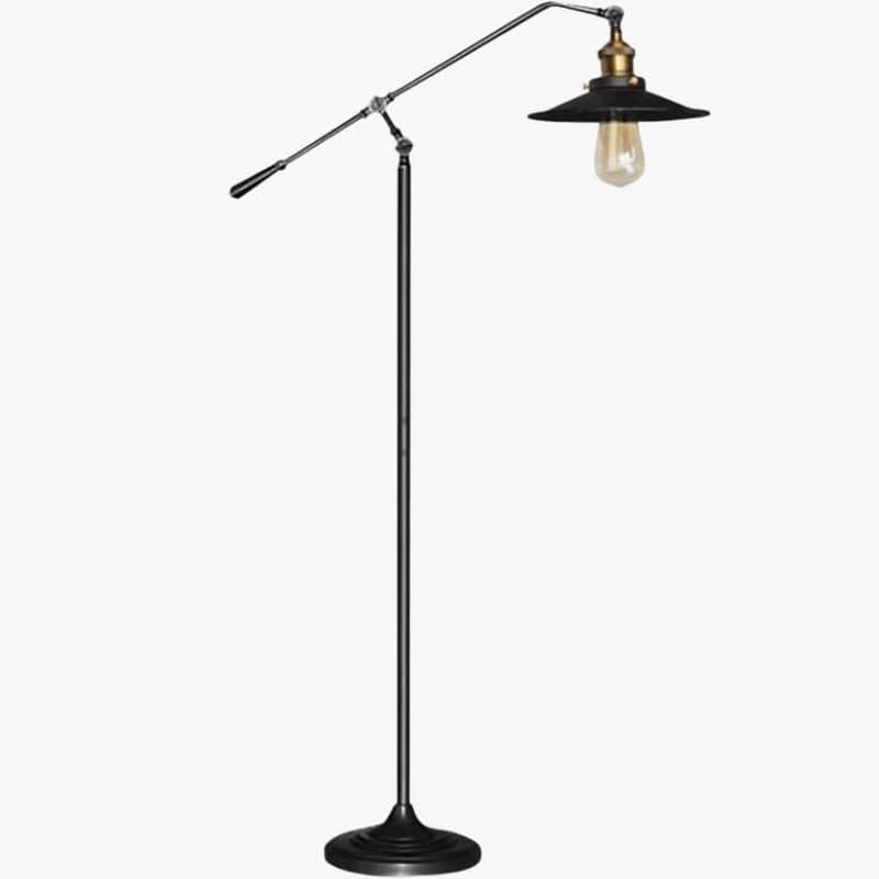 Vintage Industrial Retro Long Arm Wrought Iron Floor Lamp Black Norenza