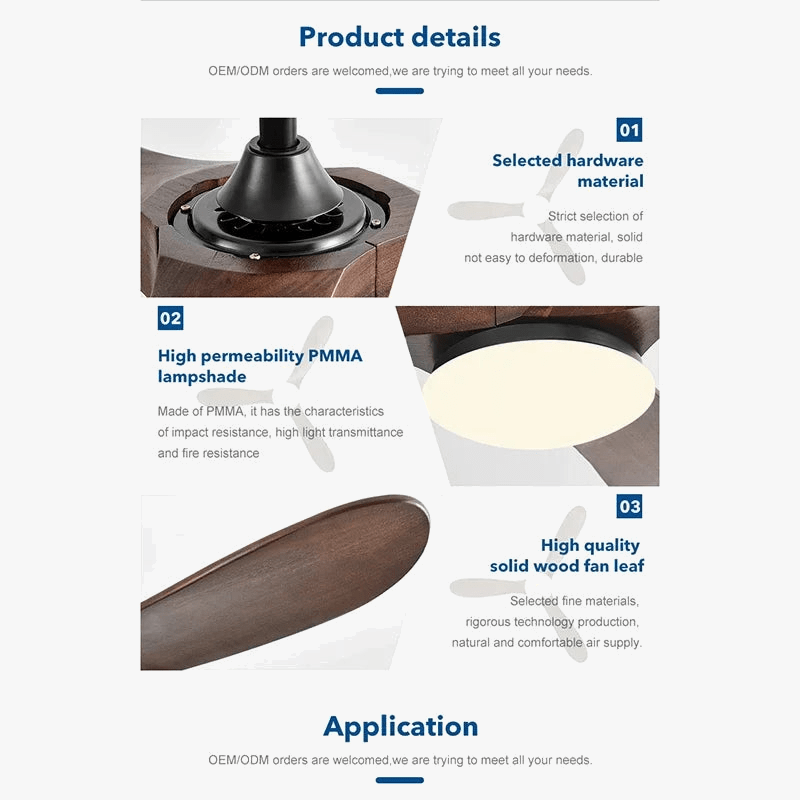 Vintage Industrial Wooden Ceiling Fan Without Light Norenza