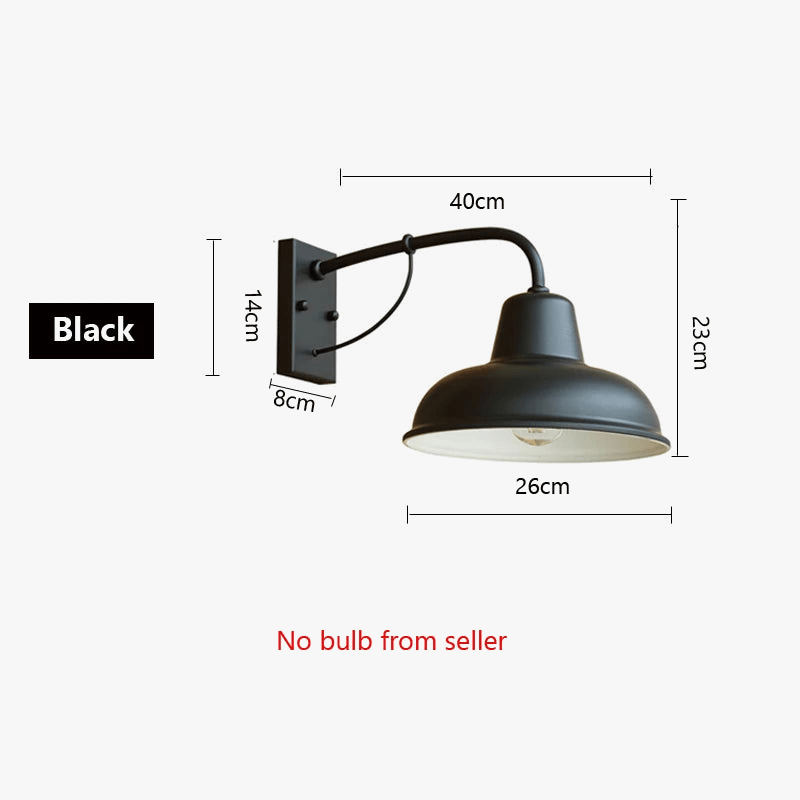 Vintage Iron Outdoor Wall Sconce for Garden Patio Cafe Black Norenza