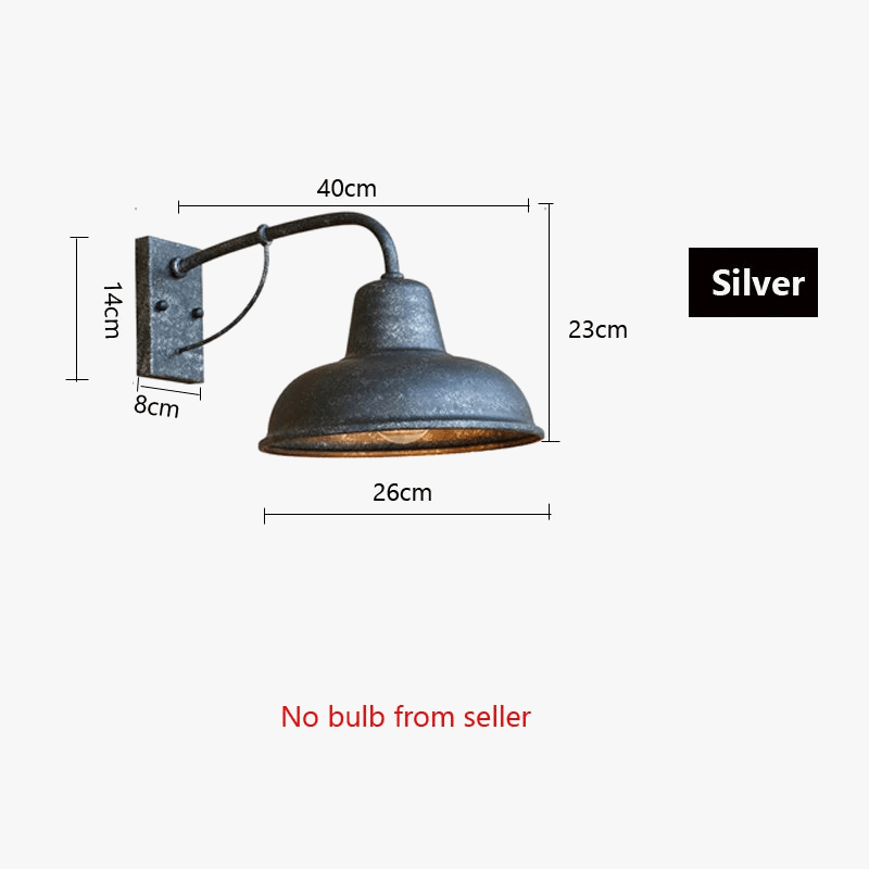 Vintage Iron Outdoor Wall Sconce for Garden Patio Cafe Silver Norenza