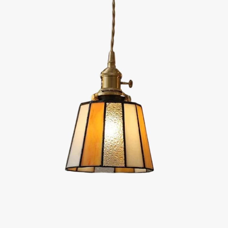 Vintage Japanese Style Pendant Light with Copper Socket and Glass Shade C / 1 light Norenza
