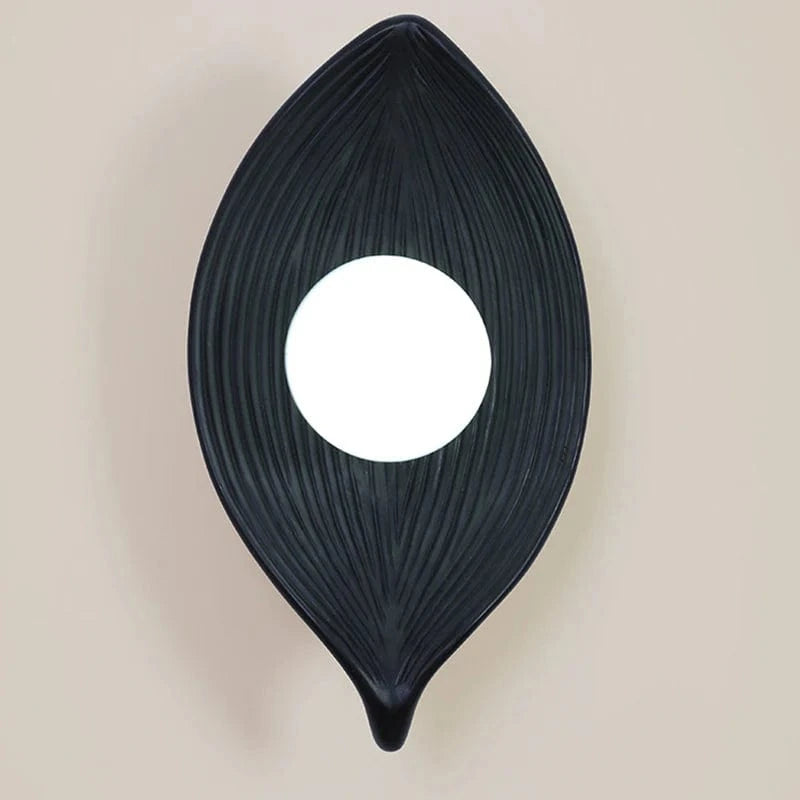 Vintage Leaf Design Resin Wall Sconce Black Norenza