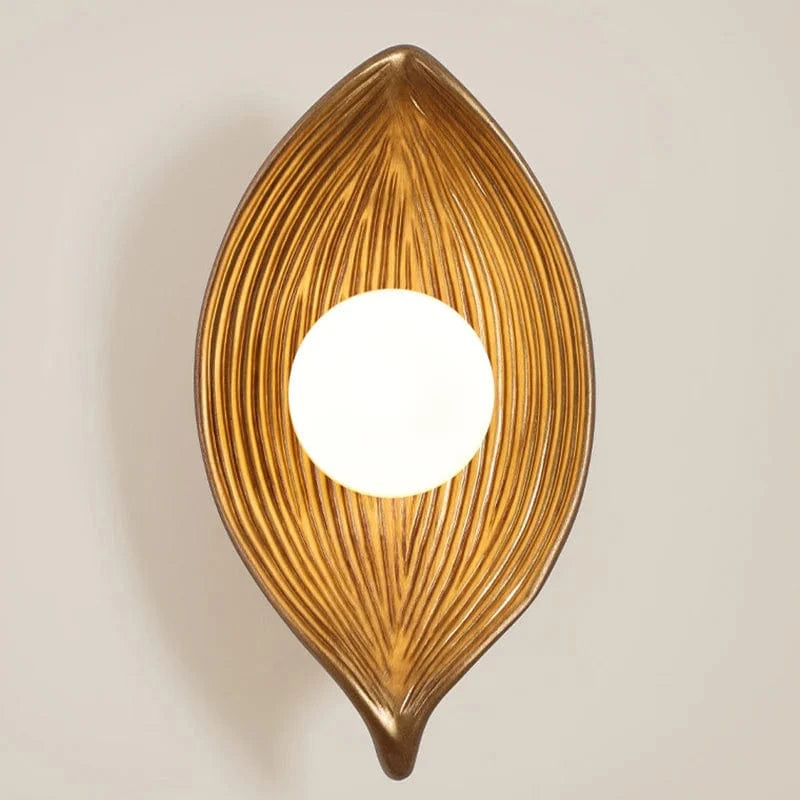 Vintage Leaf Design Resin Wall Sconce Brown Norenza