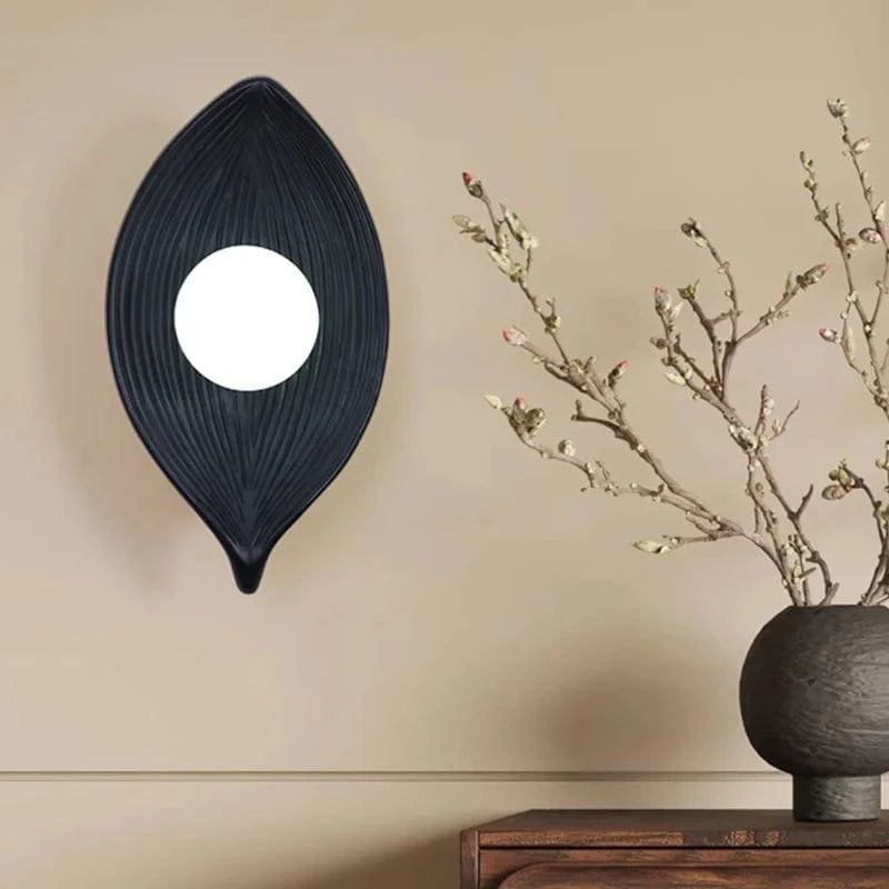 Vintage Leaf Design Resin Wall Sconce Norenza