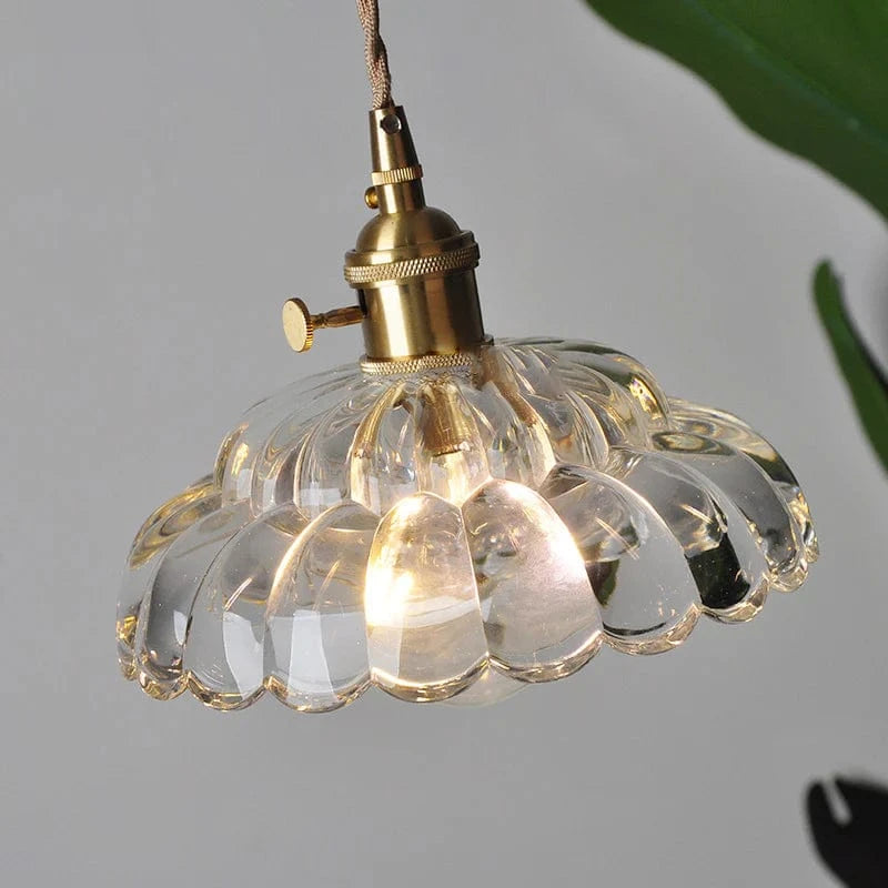Vintage LED Pendant Light with Wooden Handle and Glass Shade Norenza