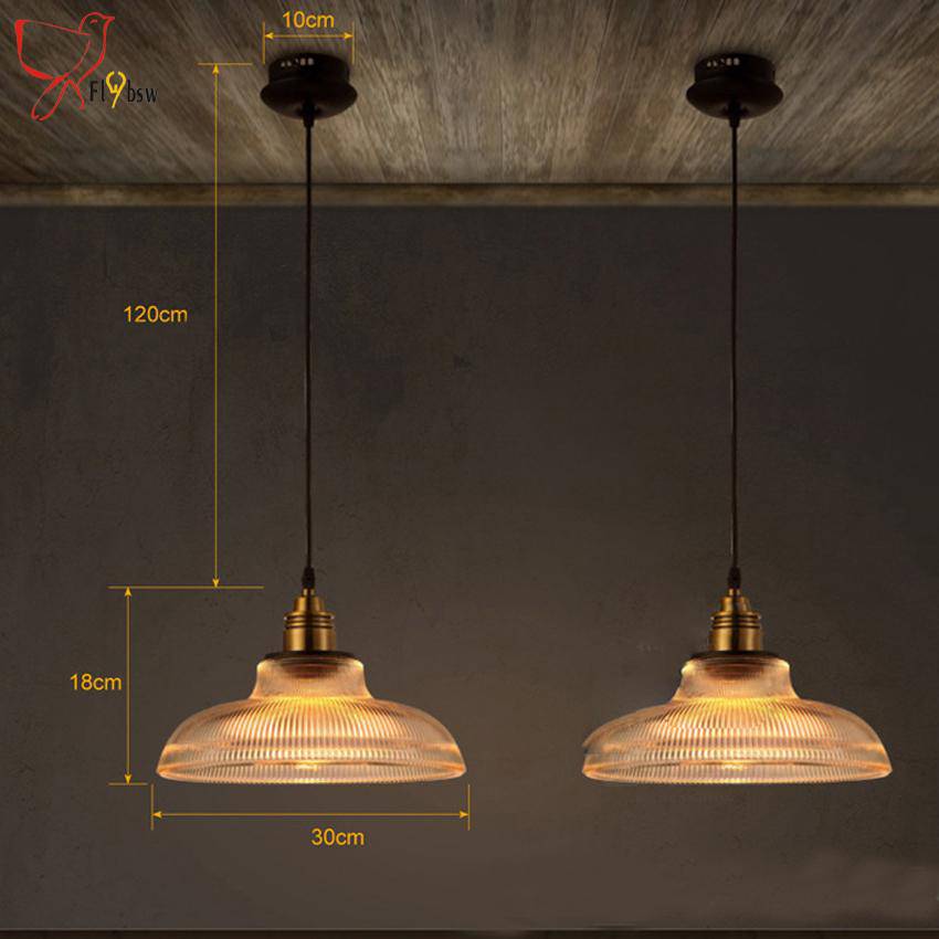 Vintage Loft Style Gold Support Glass Pendant Light Norenza