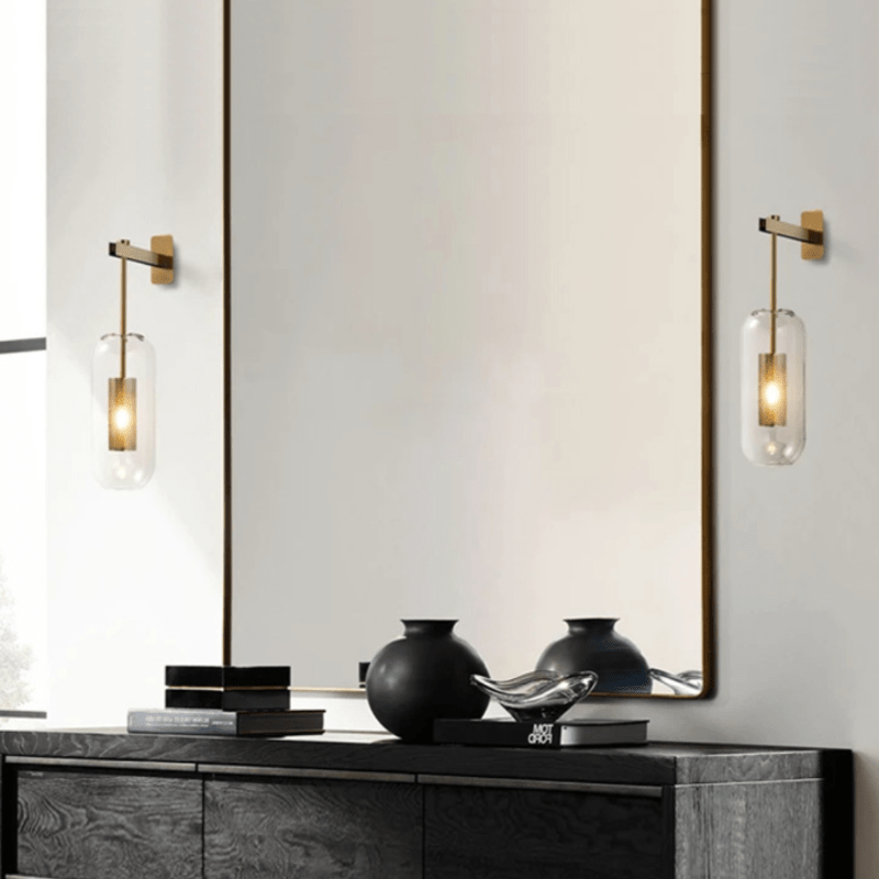 Vintage Metal and Glass Industrial Wall Sconce Norenza