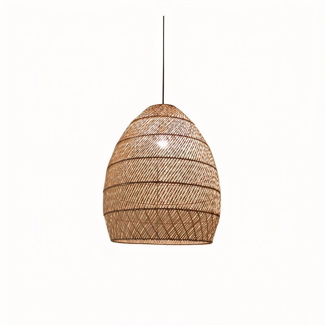 Vintage Rattan Hanging Light Fixture A Norenza