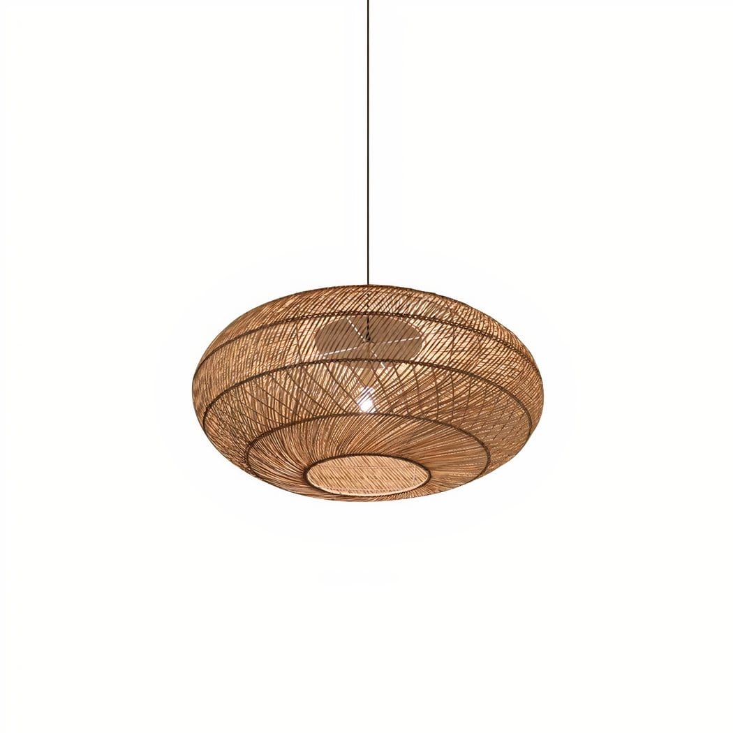 Vintage Rattan Hanging Light Fixture B Norenza