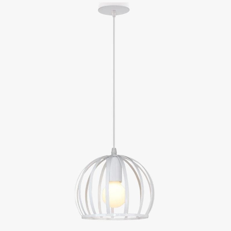 Vintage Round Cage Pendant Light (Black or White) White Norenza