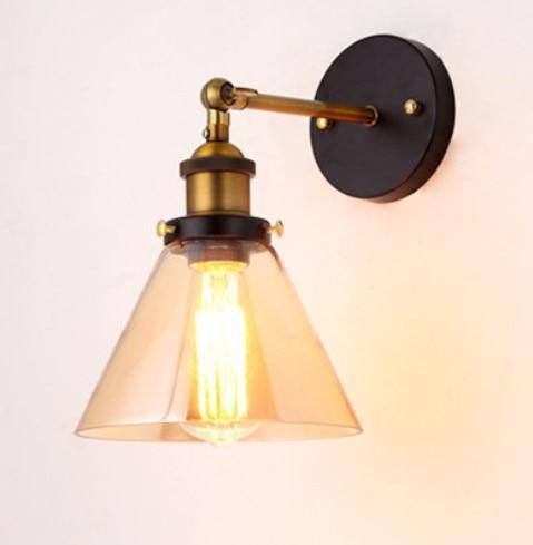 Vintage Rustic Glass and Gold LED Wall Sconce B Norenza